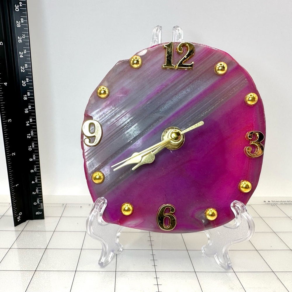 Pink Agate Clock
